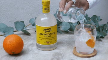 non-alcoholic CBD Botanical Spirit and tonic water cocktail / mocktail recipe