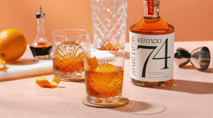 non-alcoholic old fashioned cocktail with spiritless kentucky 74 alcohol-free bourbon