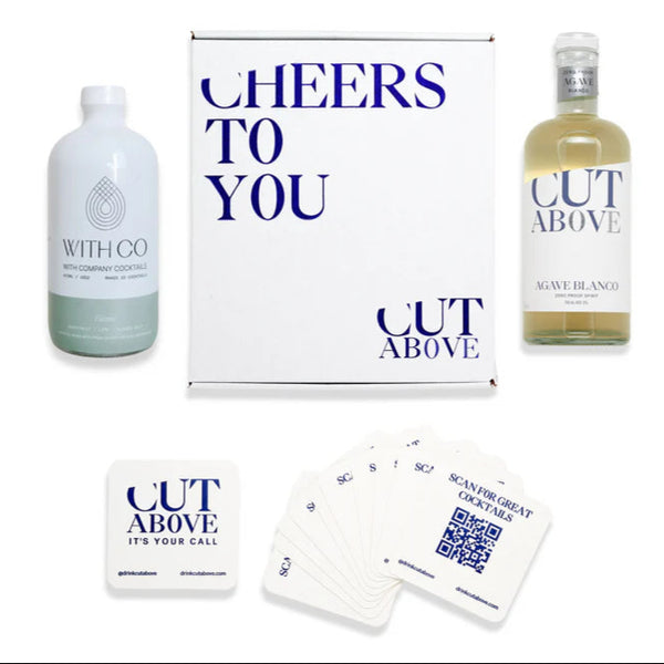 Alcohol-free Paloma Mocktail Kit with Cut Above Agave Blanco non-alcoholic tequila alternative and With Co Paloma Mix