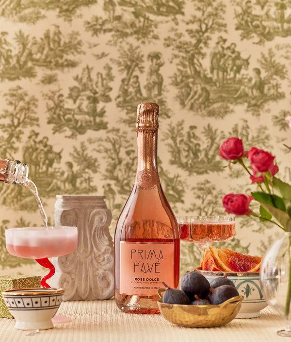 Prima Pavé Rosé Dolce Demi-Sec with flowers, figs and blood oranges