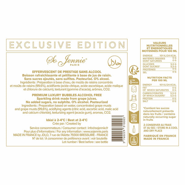 So Jennie Rosé back label