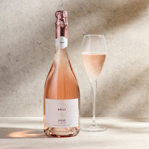 BOLLE Sparkling Rosé non-alcoholic wine bottle with glass, 93 points Wine Enthusiast