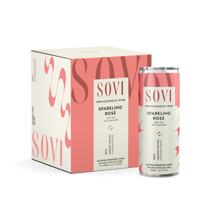 Sovi alcohol-free sparkling rose wine in cans