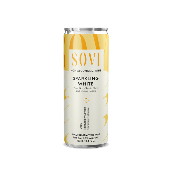 Sovi alcohol-free sparkling white wine in cans